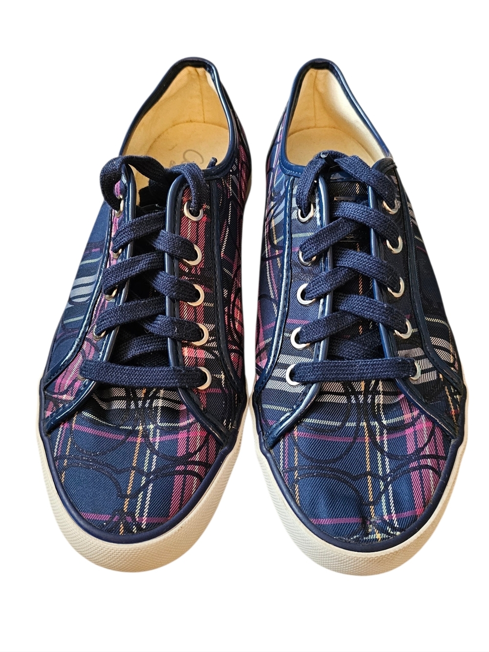 Coach "Dee" fashion sneakers in a rare, vibrant "Pop C" tartan plaid Size 7.5 B